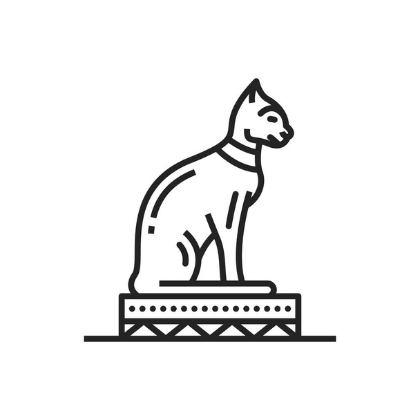 Egypt cat goddess Bastet isolated outline vector icon, ancient Egyptian deity, sacral animal monochrome symbol - Vettoriali, immagini