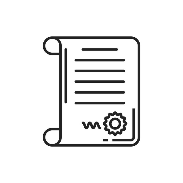 Last will and testament isolated document on scroll outline icon. Vector holographic will, self-proved or notarial testament on scroll. Inheritance paper, will legal document expresses testator wishes - Vektor, obrázek