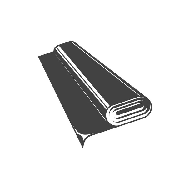 Roll of high fashion fabric or textile isolated monochrome icon. Vector black linen cloth, textile roll in black and white. Rolled carpet or rug, upholstery, curtain or paper, apparel manufacturing - Vektor, kép