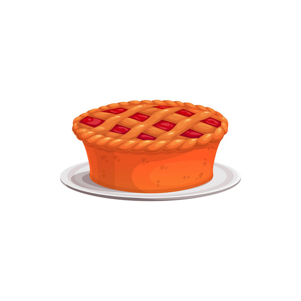 Pumpkin pie vector icon isolated on white background. Traditional bakery for Thanksgiving day celebration. Baked cake with jam cartoon element for design - Vektor, obrázek