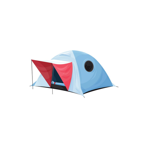 One hall canopy family tent with awning on enter isolated realistic icon. Vector campsite house for outdoor recreation, sport travel tourism tent. Advertising waterproof dome camping hiking equipment - Вектор, зображення