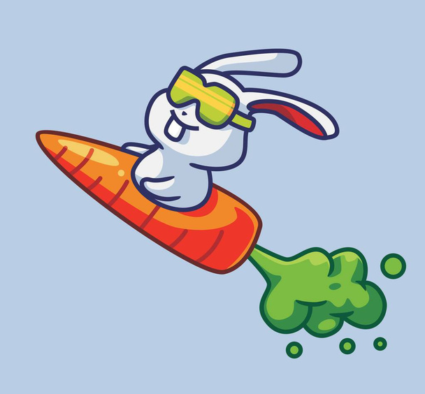 Cute rabbit with carrot as a rocket - Vektor, kép