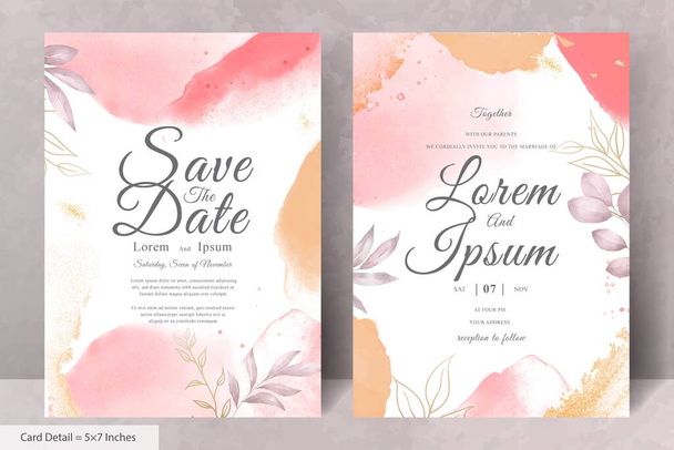 Hand Painted Watercolor Floral Wedding Invitation Template - Vector, Image