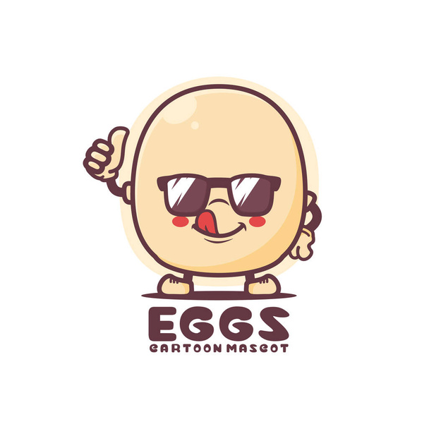 cute boiled eggs cartoon mascot. food vector illustration. isolated on a white background - Vektor, obrázek