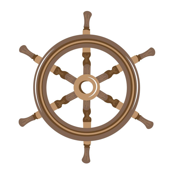 Ship helm on white background - Vector, Imagen