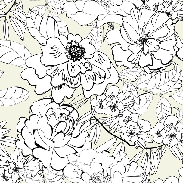 Seamless pattern with flowers - Vector, Image