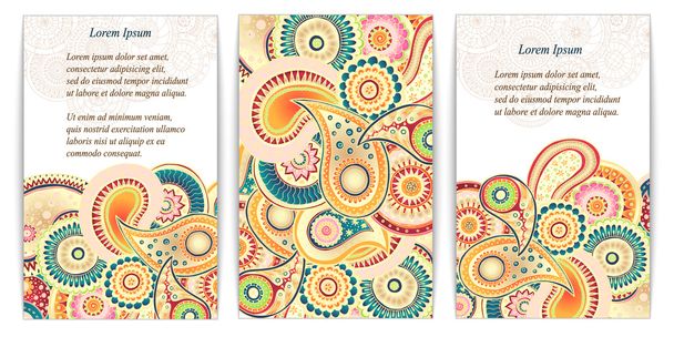 Set of  doodle paisley posters for your business - Vektor, obrázek