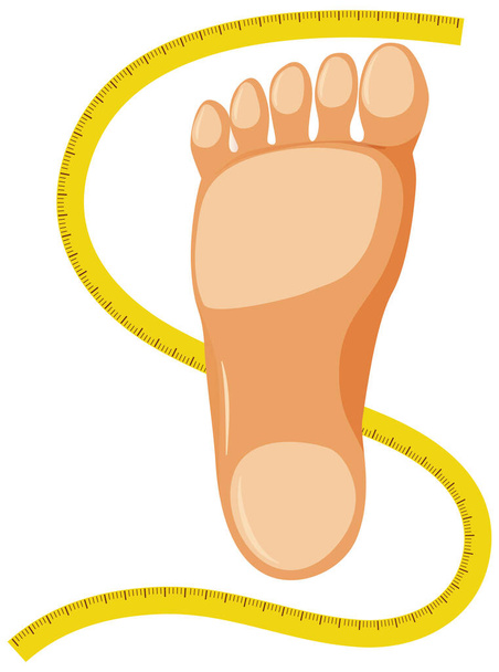 Foot symbol with tape measure illustration - Wektor, obraz