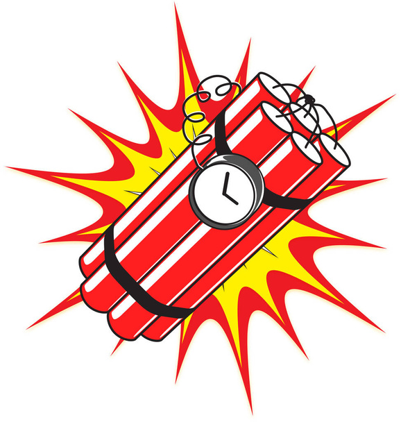 style dessin animé bombe dynamite rouge explosif - Vecteur, image