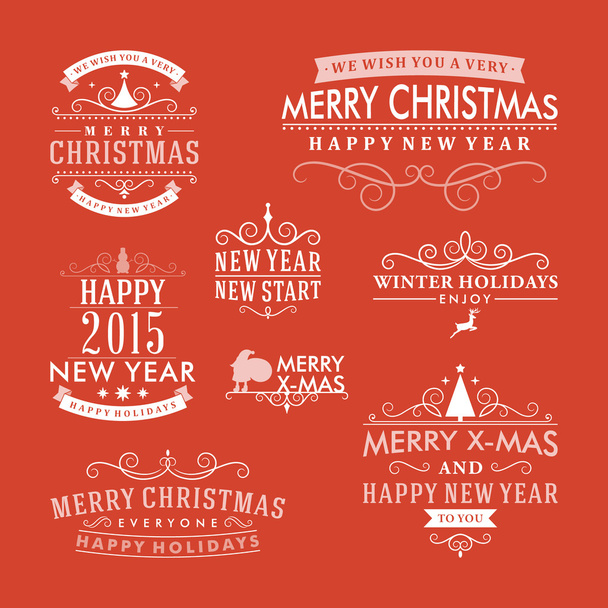 Christmas decoration set of design elements, labels, symbols, icons, objects and holidays wishes - Vecteur, image