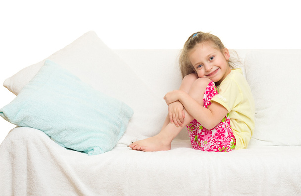 little girl in bed - Фото, изображение