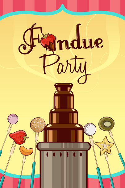 Fondue party zaproszenie - Wektor, obraz