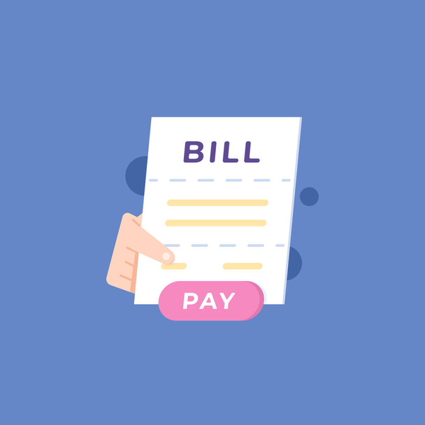 icon for bill notification and bill payment due reminder. notes, receipts, invoices, and hands. symbols and elements. flat style illustration. vector design concept - Vetor, Imagem