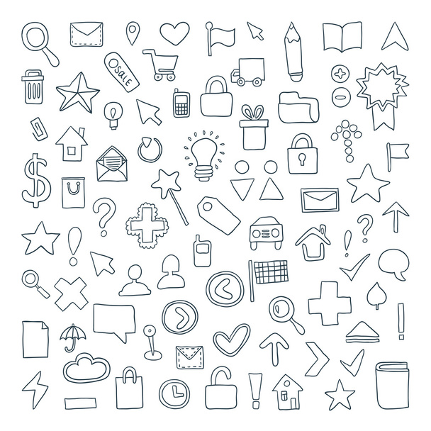 Conjunto de iconos de vectores Doodle
 - Vector, imagen