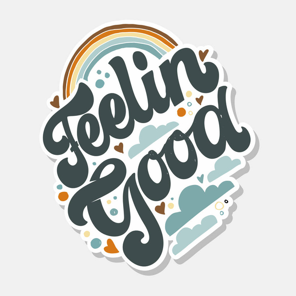 Cute hand drawn lettering label art. Lettering for postcard, banner, t-shirt design template. - Vector, afbeelding
