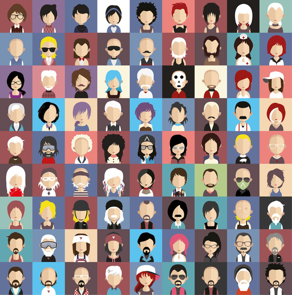 People faces icons - Vector, Image