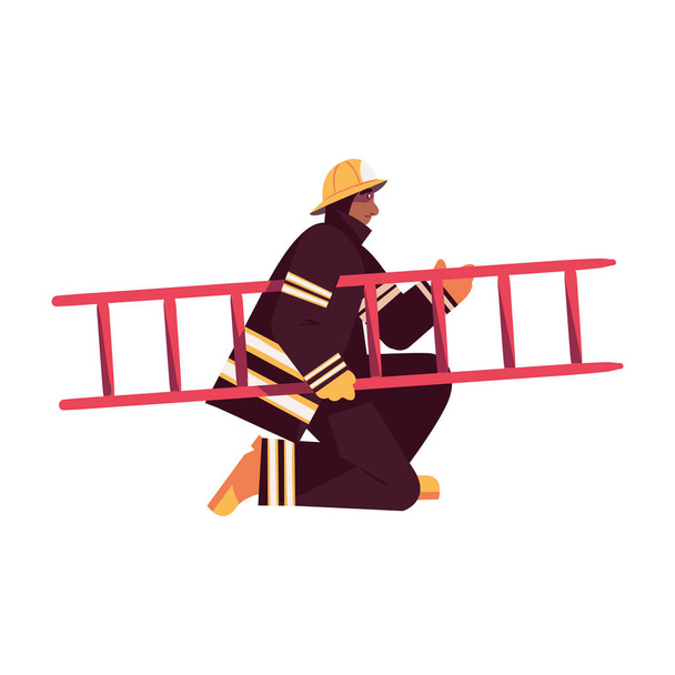 firefighter with ladder icon isolated - Vecteur, image