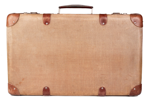 Vintage brown suitcase isolated over white background - Foto, Imagem