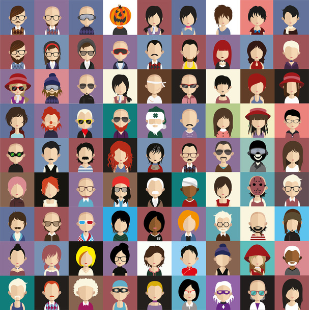 emberek-arcok ikonok - Vektor, kép
