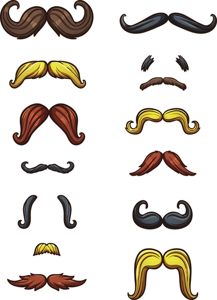 Cartoon mustaches - Vector, Image
