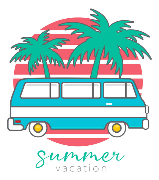 Summer vacation travel caravan vintage design - Vector, Image