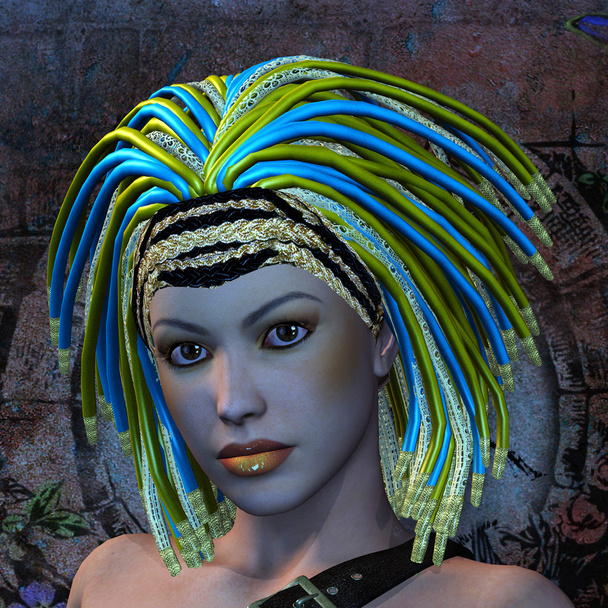 Rasta γυναίκα με πολύχρωμα μαλλιά - Φωτογραφία, εικόνα