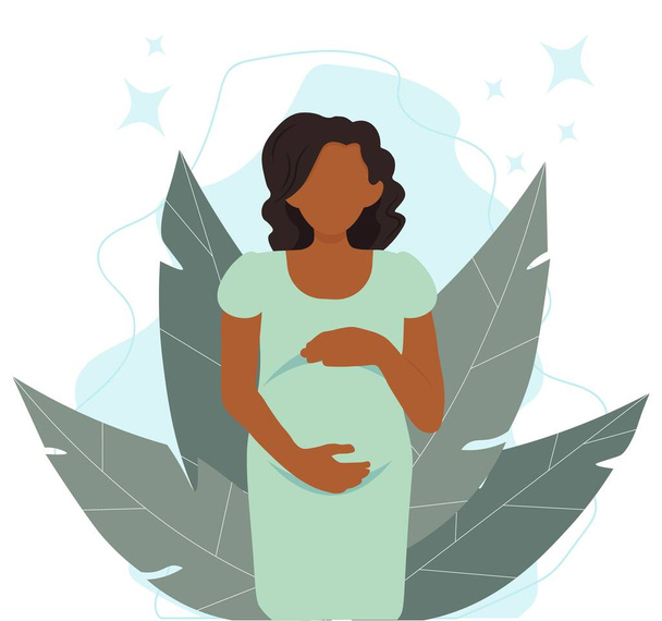 Μαύρη Έγκυος γυναίκα, έννοια διανυσματική απεικόνιση - Διάνυσμα, εικόνα