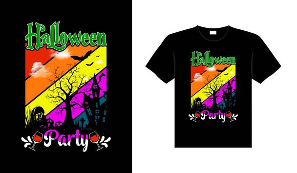 Хэллоуин ужасов винтажный дизайн футболки, страшная печать шаблон векторной графики, высококачественная типографика дизайн рубашки иллюстрации - Вектор,изображение