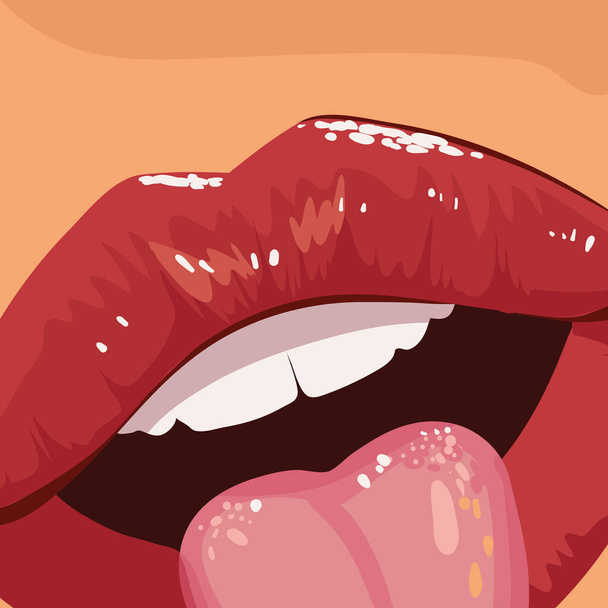女性の唇と舌がデザインを閉じ - ベクター画像