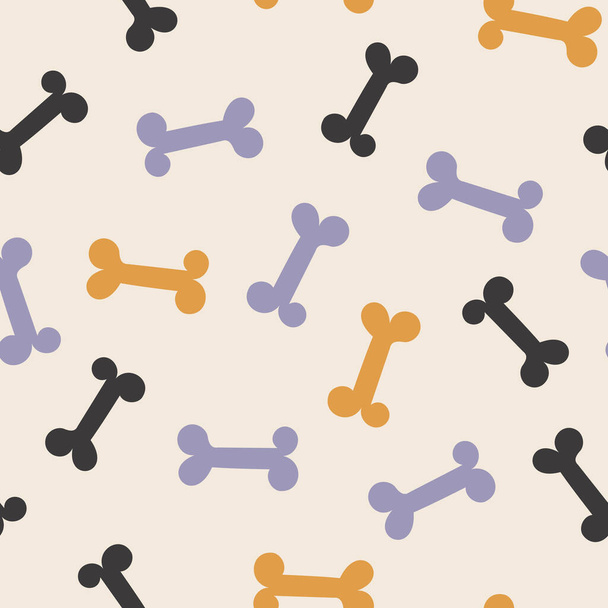 Cute childish seamless hand-drawn pattern with cute bones. Kids repeating texture is ideal for fabrics, cards, textiles, wallpaper, clothing. Puppy background. - ベクター画像