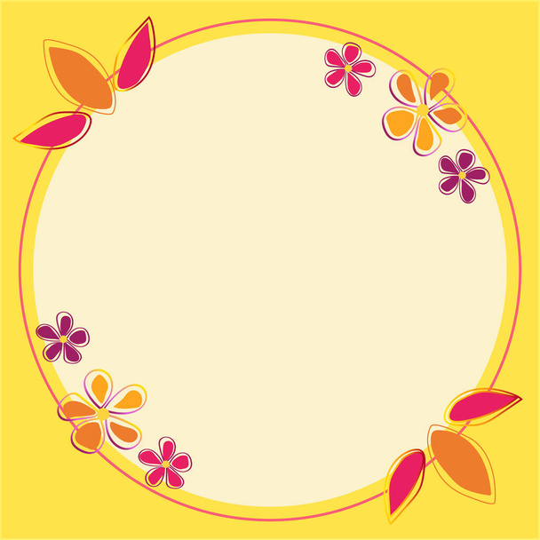 Frame With Leaves And Flowers Around And Important Announcements Inside. - Vector, Image