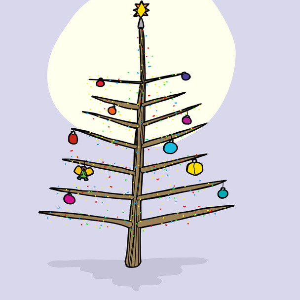 Weihnachtsbaum im Mondschein - Vektor, Bild