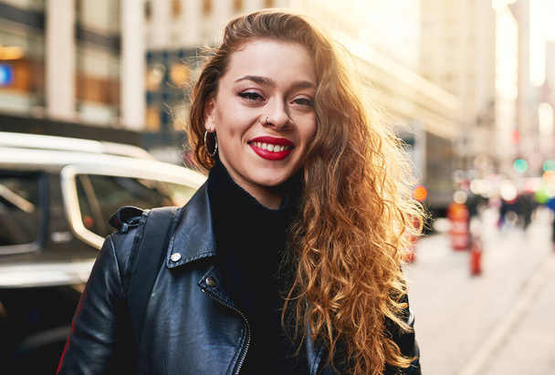 Im happiest when Im out and about. an attractive young woman out and about in the city - Fotoğraf, Görsel
