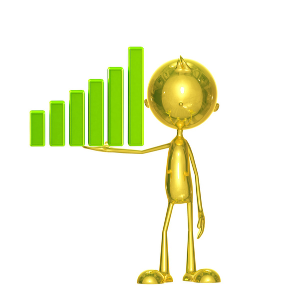 Golden character with graph - Photo, Image