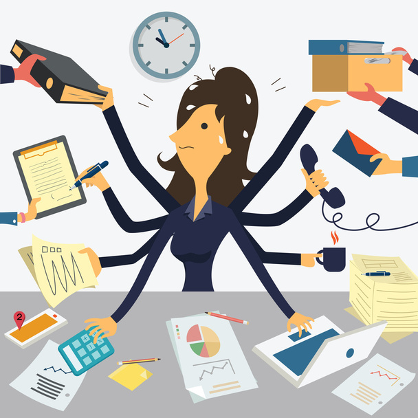 Very busy businesswoman - Vector, Image