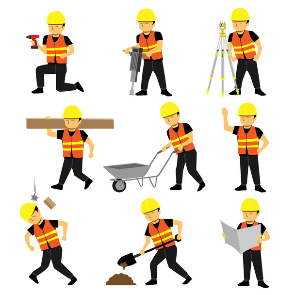 Conjunto de construtores de trabalhadores de engenharia de construção
 - Vetor, Imagem