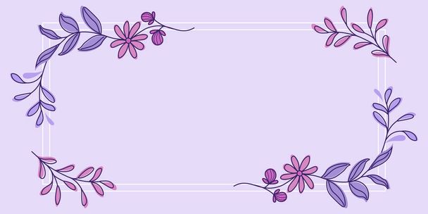 Πλαίσιο διακοσμημένο με πολύχρωμα λουλούδια και φυλλώματα εναρμονισμένα. - Διάνυσμα, εικόνα