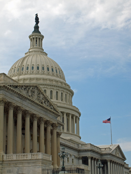 Bâtiment du Capitole des États-Unis à Washington DC avec drapeau américain - Photo, image