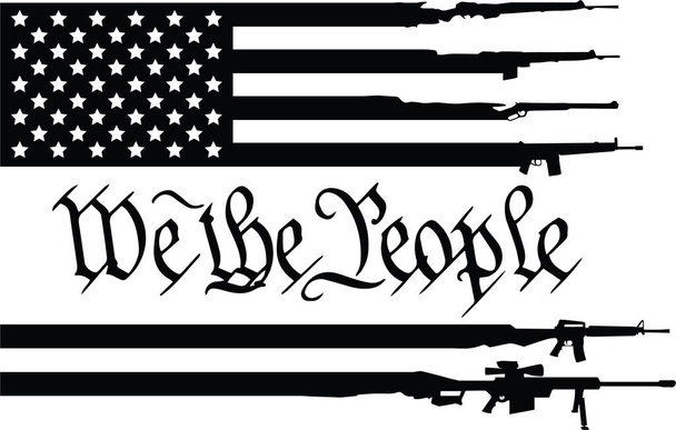 We The People Rifle Gun USA Distressed American Flag Приклад вектора - Вектор, зображення