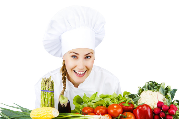 beautiful young chef woman prepare and decorating tasty food in  - Foto, Bild
