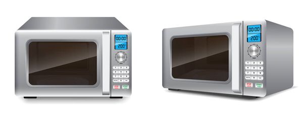 set of realistic microwave oven front view appliance or electric appliance kitchen or microwave oven with display digital. eps vector - ベクター画像