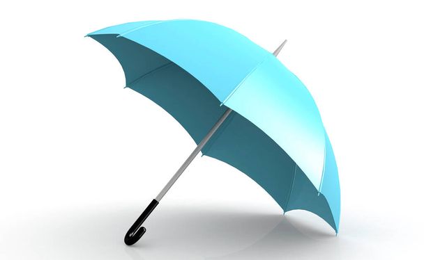 Blue umbrella isolated on white, 3d rendering - Fotografie, Obrázek