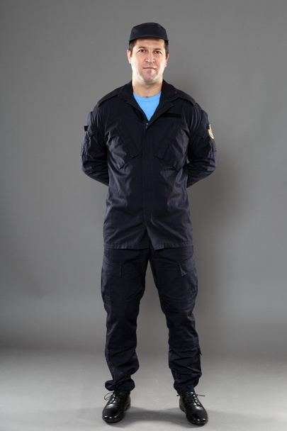 security guard full body  isolated on gray background - Photo, Image
