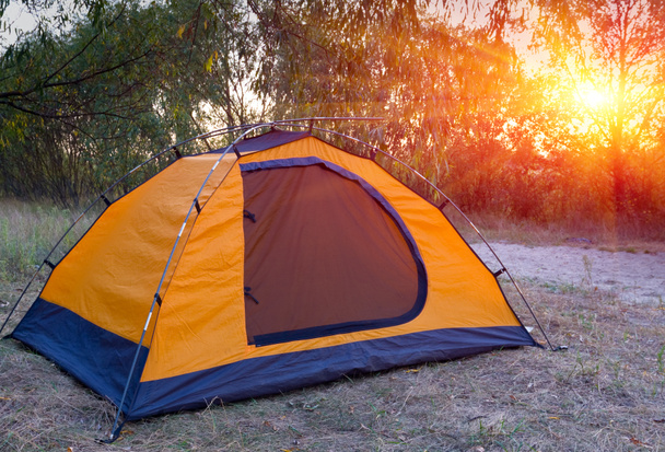 Tourist tent in forest - Фото, зображення