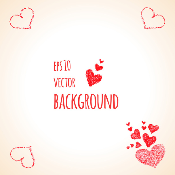 Background with red hearts. - Vector, Image
