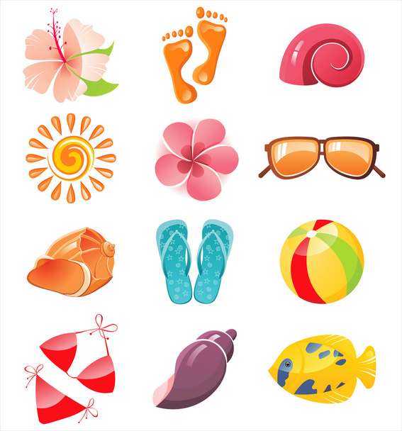Summer time icons - Vector, afbeelding