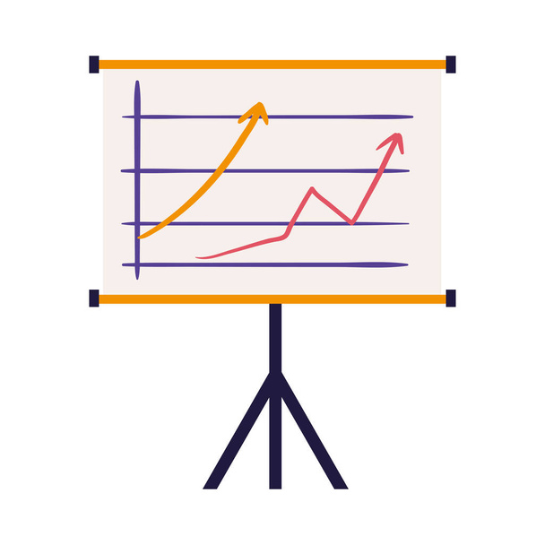 business presentation board with chart icon - Vektör, Görsel