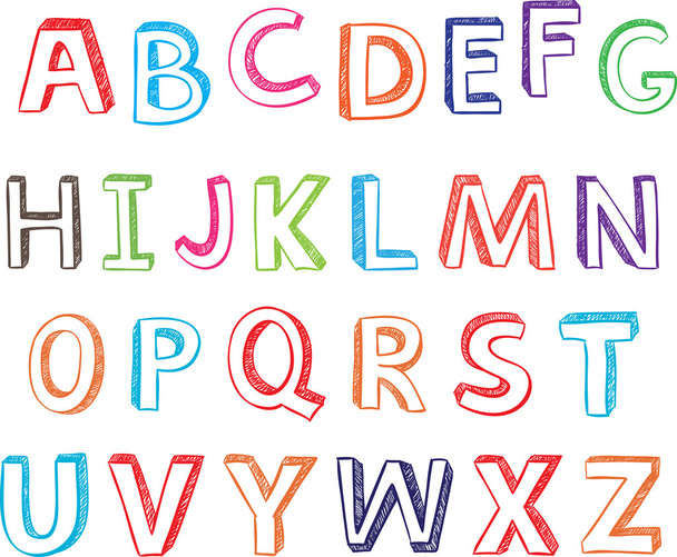 Hand drawn alphabet letters. - Vector, Imagen