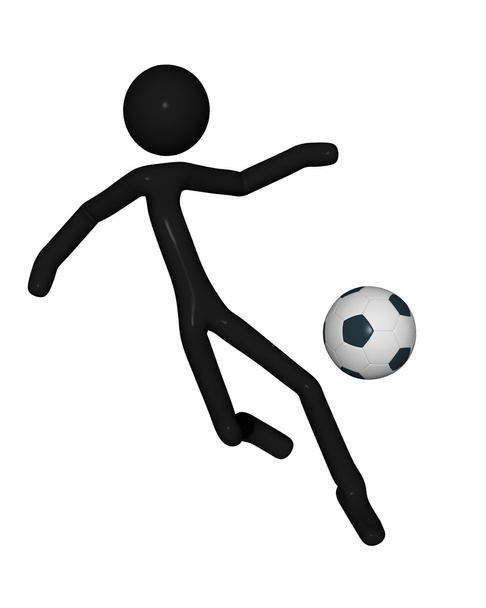 Stick άνθρωπος παίζει ποδόσφαιρο ή ποδόσφαιρο - Φωτογραφία, εικόνα