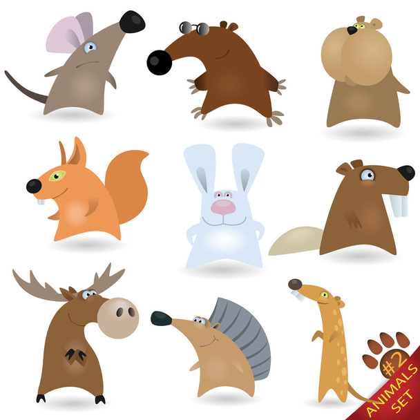 Conjunto de animales de dibujos animados # 2
 - Vector, imagen